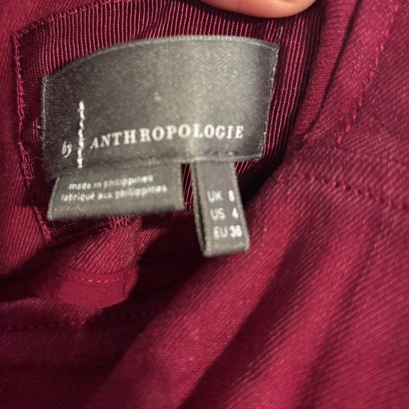 Anthropologie Raspberry Flap Pocket Stretch Linen Blend Zip Mini Dress Size 4 - Picture 4 of 8